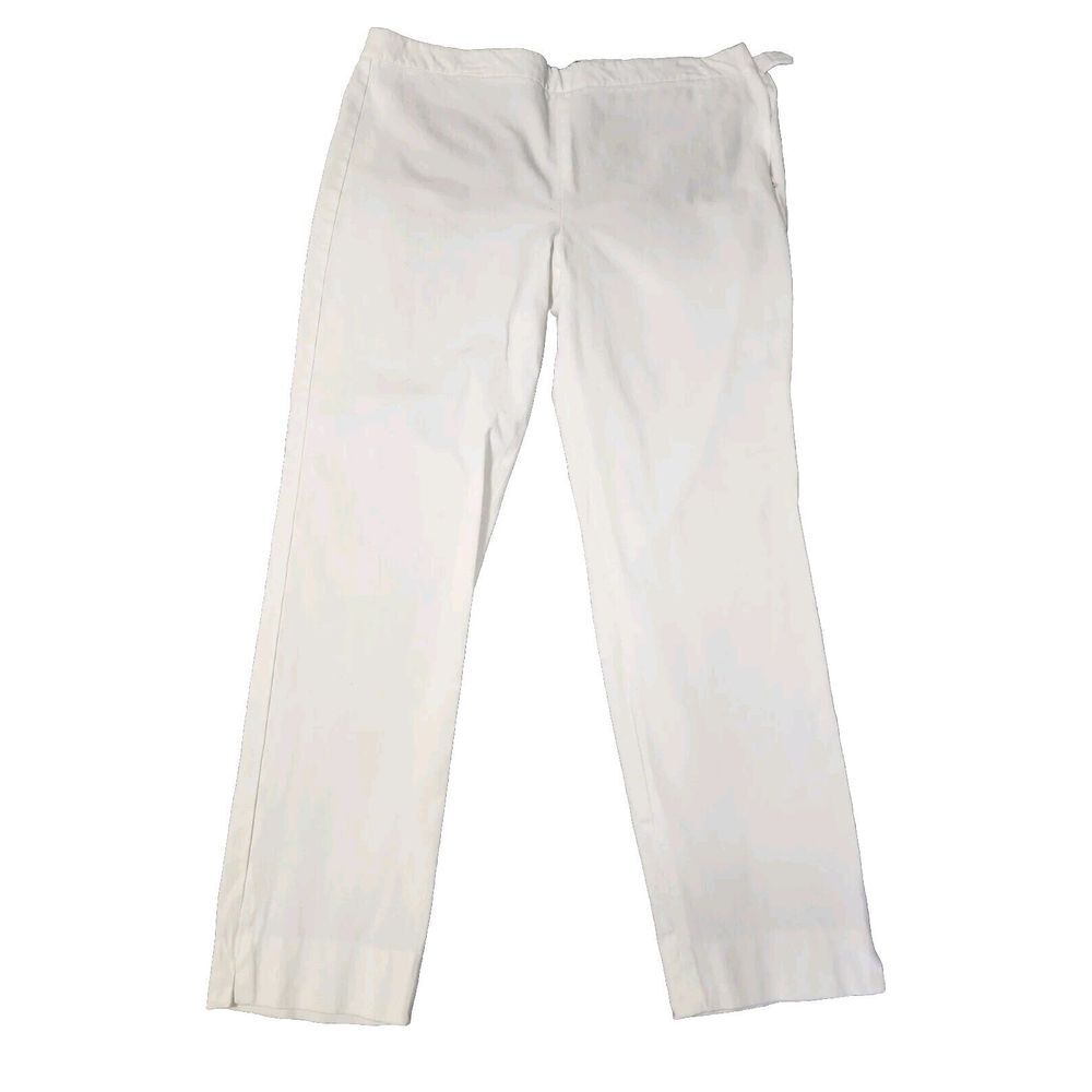Talbots Chatham 12 White Flat Front Side zip High Waisted Stretch Ankle Pants‎